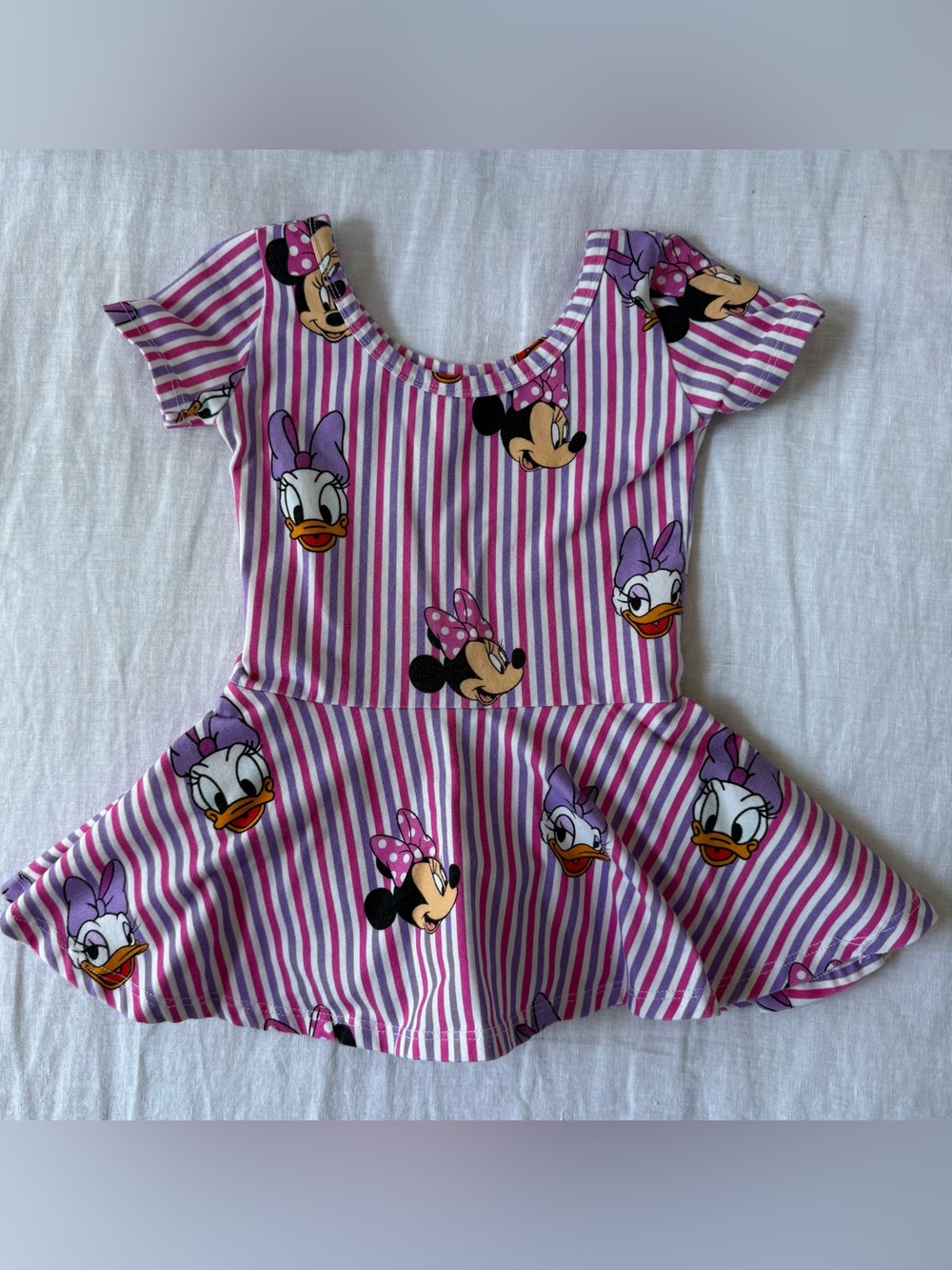 Wild Rich Kids WRK Minnie Mouse & Daisy Striped Skirted Leo Twirl Sz 3/4